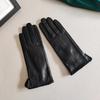 Women's Ladies Elegant Real Leather Wool Lining Winter Goat Skin Classical Touch Screen Casual Riding Warm Short Gloves