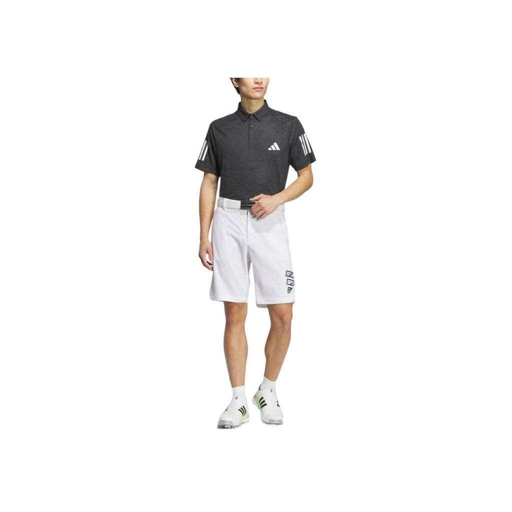 Adidas Ray Striped Logo Pullover Polo Shirt Men Polo Shirts Carbon IN6600