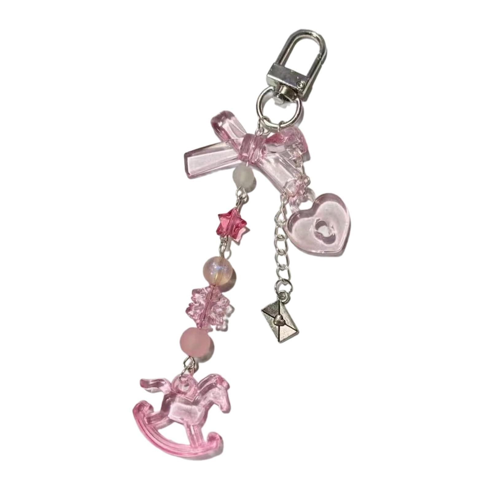 

Милый брелок с бисером в форме сердца, бант, четыре листа клевера, подвеска для телефона, сумка, стильный аксессуар для любителей моды 3