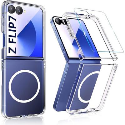 Case + Tempered Glass for Samsung Galaxy Z Flip 7, Shockproof Protection with Magnetic Ring