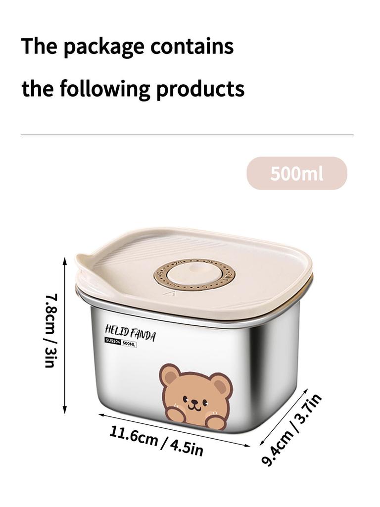 WORTHBUY 304 Stainless Steel Lunch Box Fresh-keeping Box Microwave Heatable Fridge Sealed Storage Box Portable Food Container