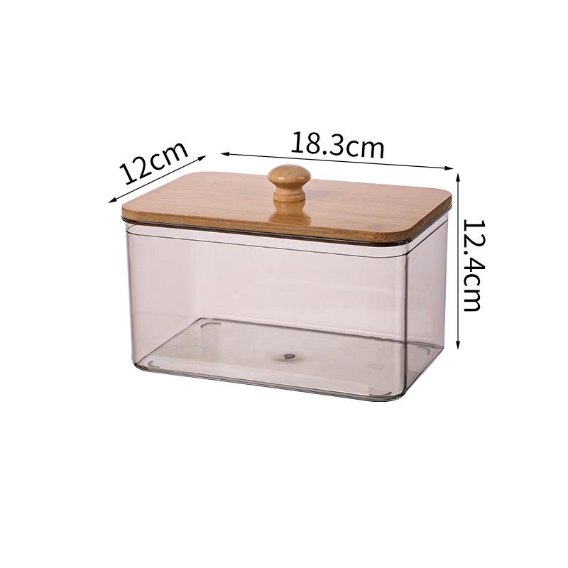 1PC Laundry Room Laundry Gel Bead Storage Box Laundry Detergent Finishing Box With Bamboo Lid Household Desktop Cotton Swab Case