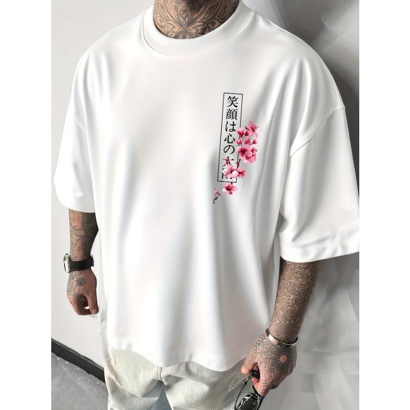 T-shirt Imprimé Fleur de Cerisier Japonais Hommes Femmes Été Automne Quotidien Sports d'Extérieur Décontracté Lâche Street Manches Courtes