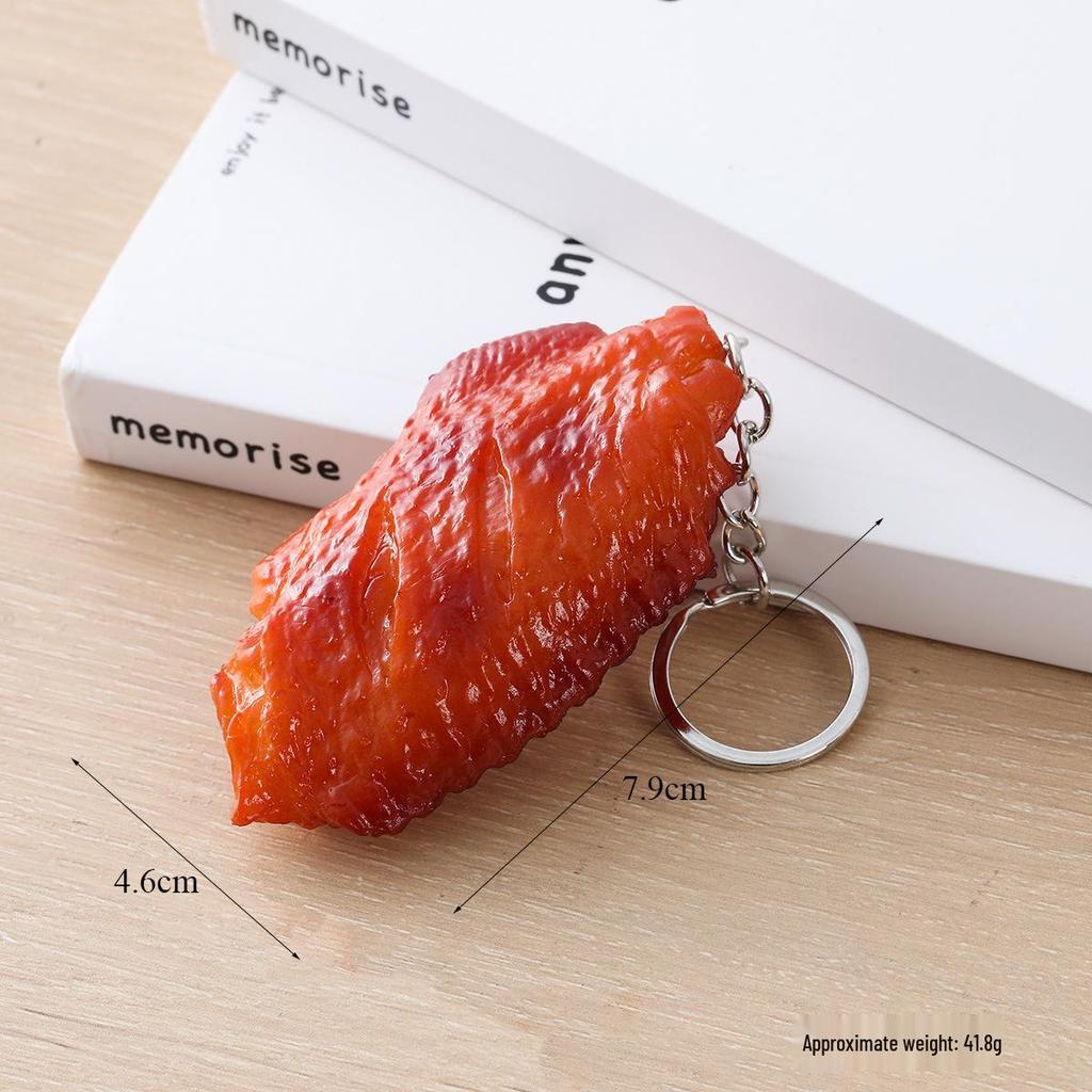 PVC Fried Chicken & Cola Keychain - Play Food Model Including Drumsticks, Wings, Nuggets