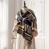 Winter Geometric Splicing Letters Versatile Simple Neck Protection Warm Scarves High Temperament Women Two-Sided Jacquard Shawl