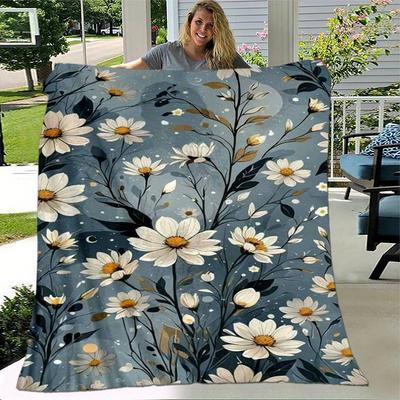 1pc. Floral Daisy Pattern Blanket - Home Decor, Office Throw, Outdoor Blanket, Gift for All Seasonsz041722