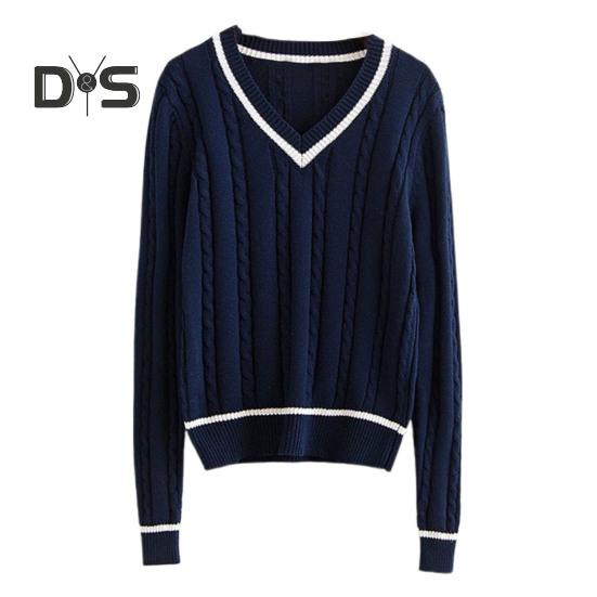 

Унисекс свитер с V-образным вырезом, длинным рукавом, для пар, школьная форма, свободный крой, дизайн с цветовыми блоками, скрученная текстура, стиль преппи, вязаные топы M королевский синий