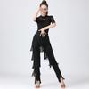 Women's Dancewear Elastic Waistband Tassel Latin Dance Pants Tango Cha-Cha Performance Costume Tiered Fringed Trousers