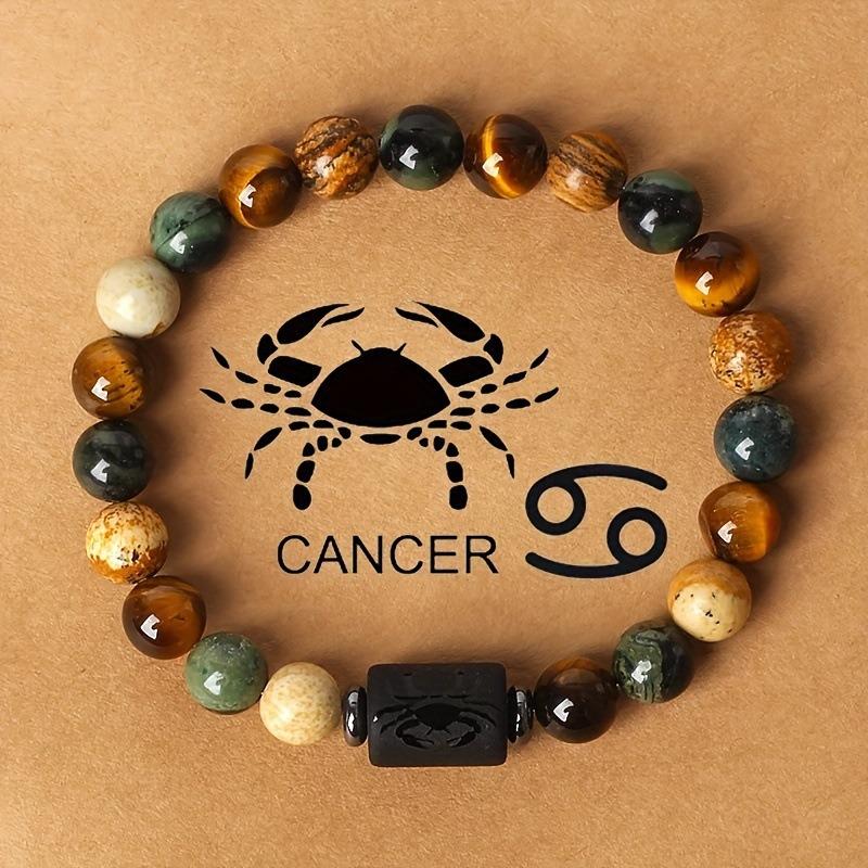 Tiger Eye & Mixed Picture Stone Zodiac Beaded Bracelet