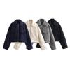 Womens French Style Tweed Short Jacket Streetwear Loose Fit Coat