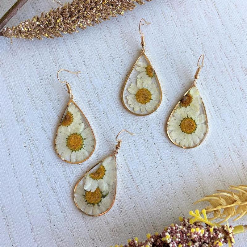 Chrysanthemum Pendant Earrings & Necklace - Fashionable Cross Design