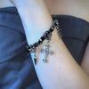 Trendy Cross Rhinestone Choker Necklace And Bracelet Set For Women Punk Style Gothic