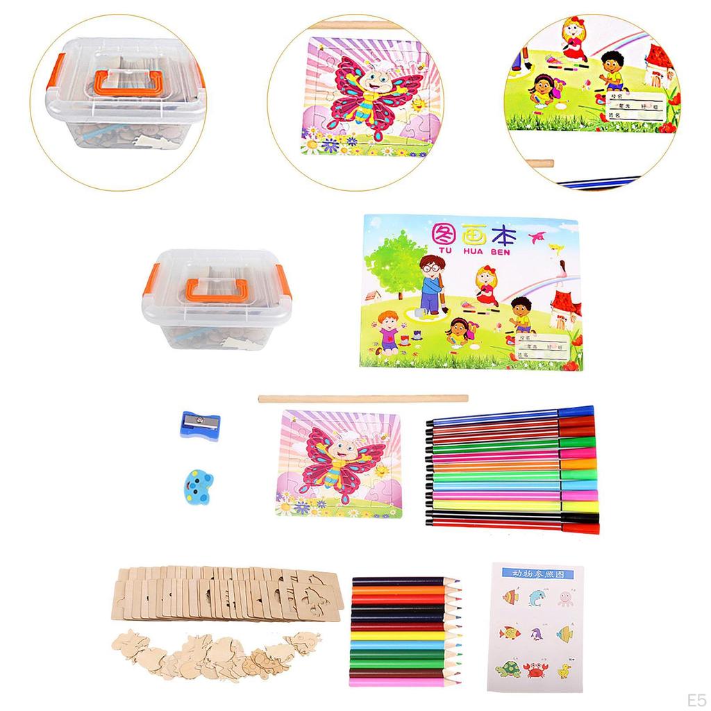 Kinder Holz Zeichenschablonen Malen Kreatives Zubehör DIY Kunsthandwerk Schablone