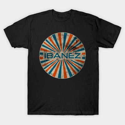 Men Black Print T-shirt Ibanez No-Cut Transfer Paper Print Cotton Tshirt
