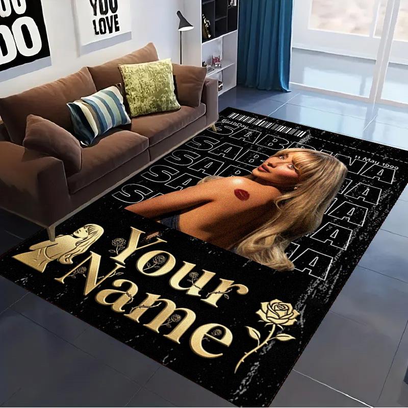 Name Custom Sabrina Carpenter Carpet Rug for Living Room Bedroom Home Sofa Decoration,Kids Play Non-slip Floor Mat