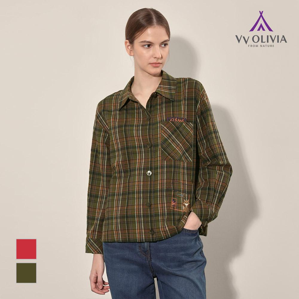 VVOLIVIA Embroidered Check Blouse_Vvbnl4F7461