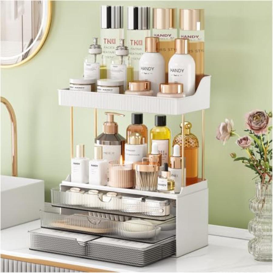

3 Drawers Bathroom Counter Organizer 5 Tier Makeup Organizer Grey Versatile Perfume Skincare Storage Vanity Large Present Holde United States