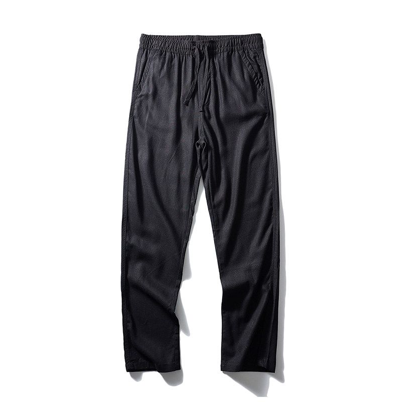 Linen Pants Men s Summer Straight-leg Thin Cotton Linen Pants Export Men s New Clothes Men s Casual Trousers Blended Men s Pants Black M