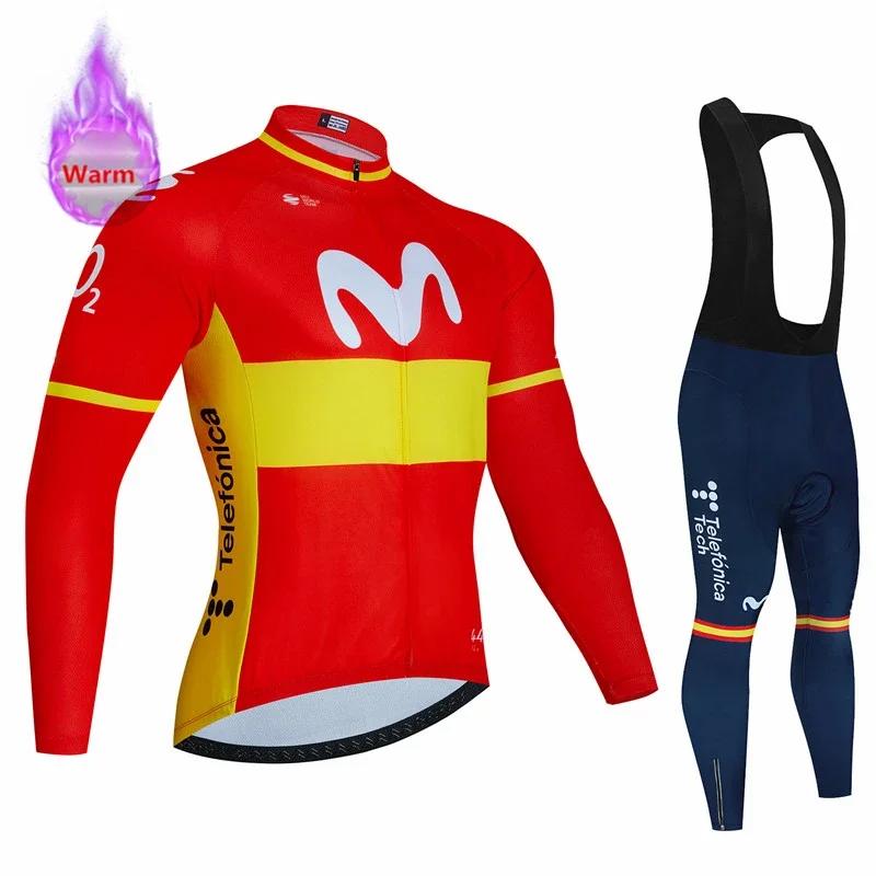 2026 Movistar Pro Winter Cycling Set Thermal Fleece Bicycle Clothing Long Sleeve Jersey Road Bike Clothes Ropa Ciclismo MTB Uniform
