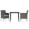 3 Piece Outdoor Dining Set with Cushions Grey and Black