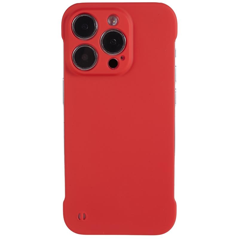 

For iPhone 13 Pro Borderless Design Phone Case Rubberized Skin-Touch Hard PC Cover Red