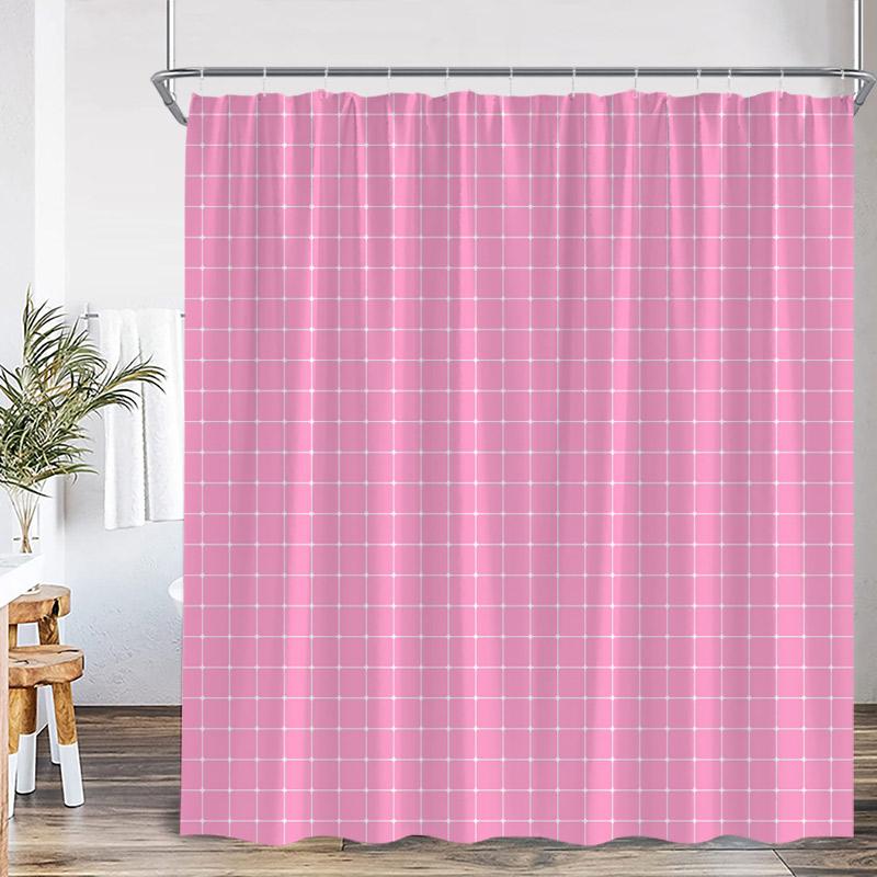 Black and White Square Shower Curtains Black Lines Modern Geometric Plaid Fashion Nordic Bath Curtain Fabric Home Bathroom Decor