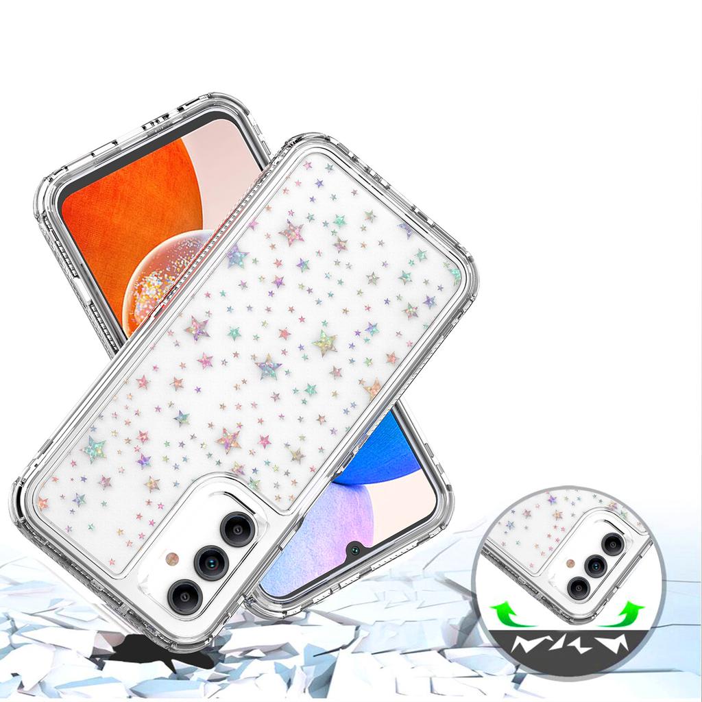 For Samsung Galaxy A14 4G/5G Case Clear Acrylic TPU Hybrid Phone Cover with Laser-printed Film