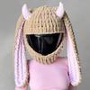 Winter Motorcycle Helmet Headgear Cover Trendy Devil's Horns Creative Cartoon Knitted Motocross Full-Face Protective Helmet Case