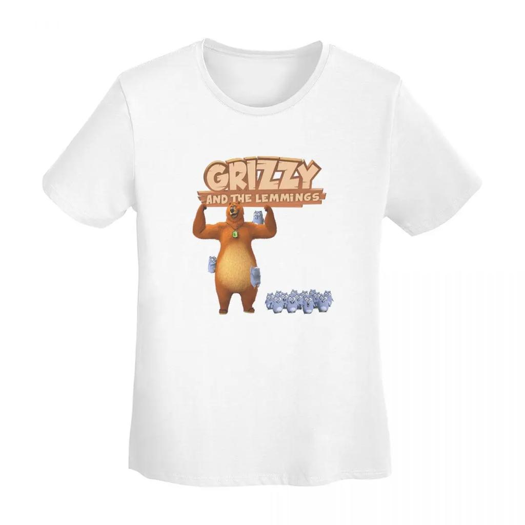 Grizzy And The Lemmings TShirt Women Short Sleeve T Shirts Crew Neck Clothing Cotton Summer Tees Streetwear