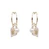 Autumn 2022 Minimalist Rhinestone Pearl Heart Hoop Earrings