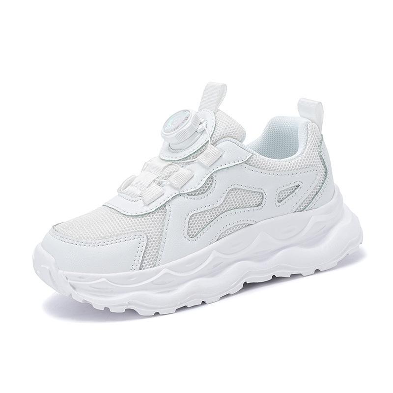 Boys' new mesh medium and older children's light casual sports shoes Girls' rotating buckle casual school casual shoes