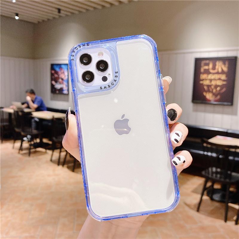 Shockproof Frame Transparent Phone Case For Iphone 14 13 11 12 Pro Max Xs X Xr Max 14plus Candy Color Clear Soft Tpu Back Cover