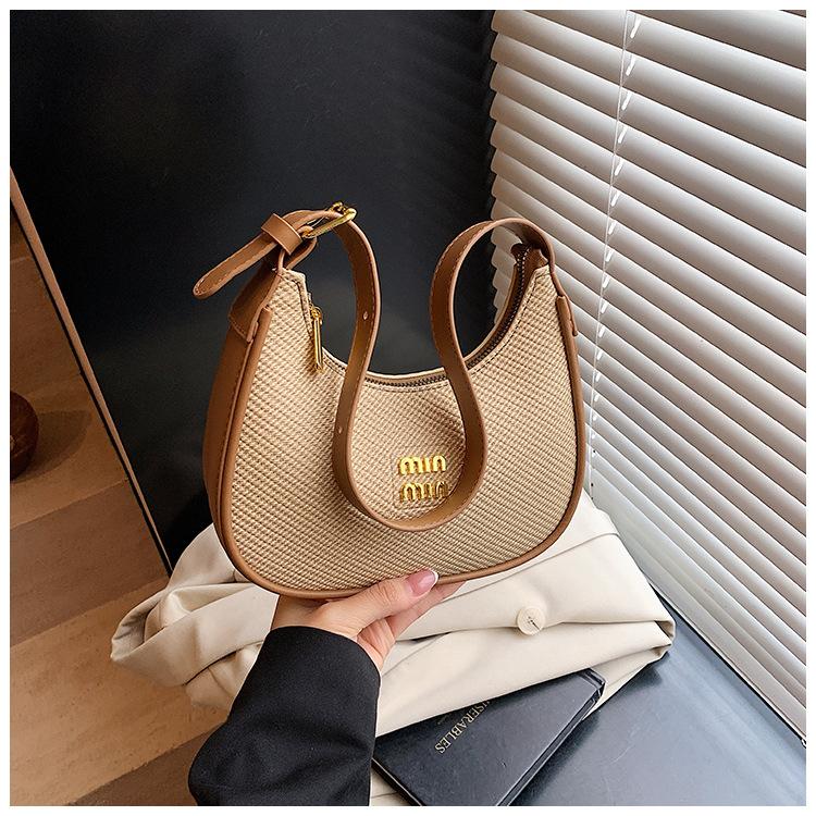 

Ретро маленькая сумка женская 2025 новая сумка-полумесяц сумка-пельмень черная сумка-мессенджер ручная носка подмышечная сумка хаки