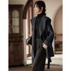Women's Hand-Sewn Hooded Double-Faced Wool Blend Coat