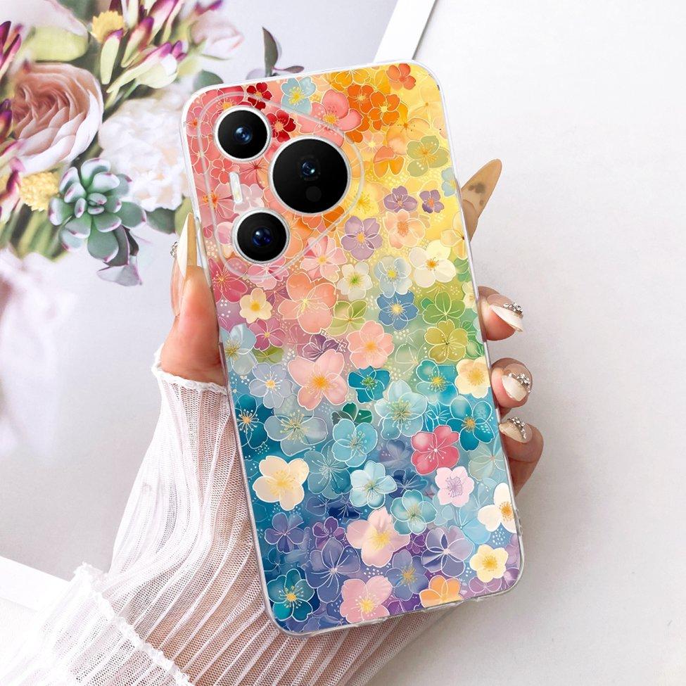 For Huawei Pura 70 Clear Case Aesthetic Luxury Cute Fashion Flowers Funny Painted Casing For Huawei ADY-LX9 ADY-AL00