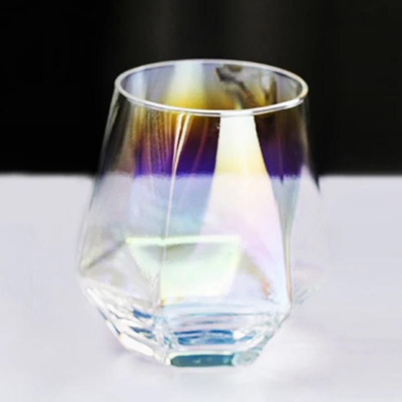 Verre hexagonal 300 ml, créatif, éblouissant, transparent, pour la maison, le bar, le karaoké, le vin, l'eau, le café