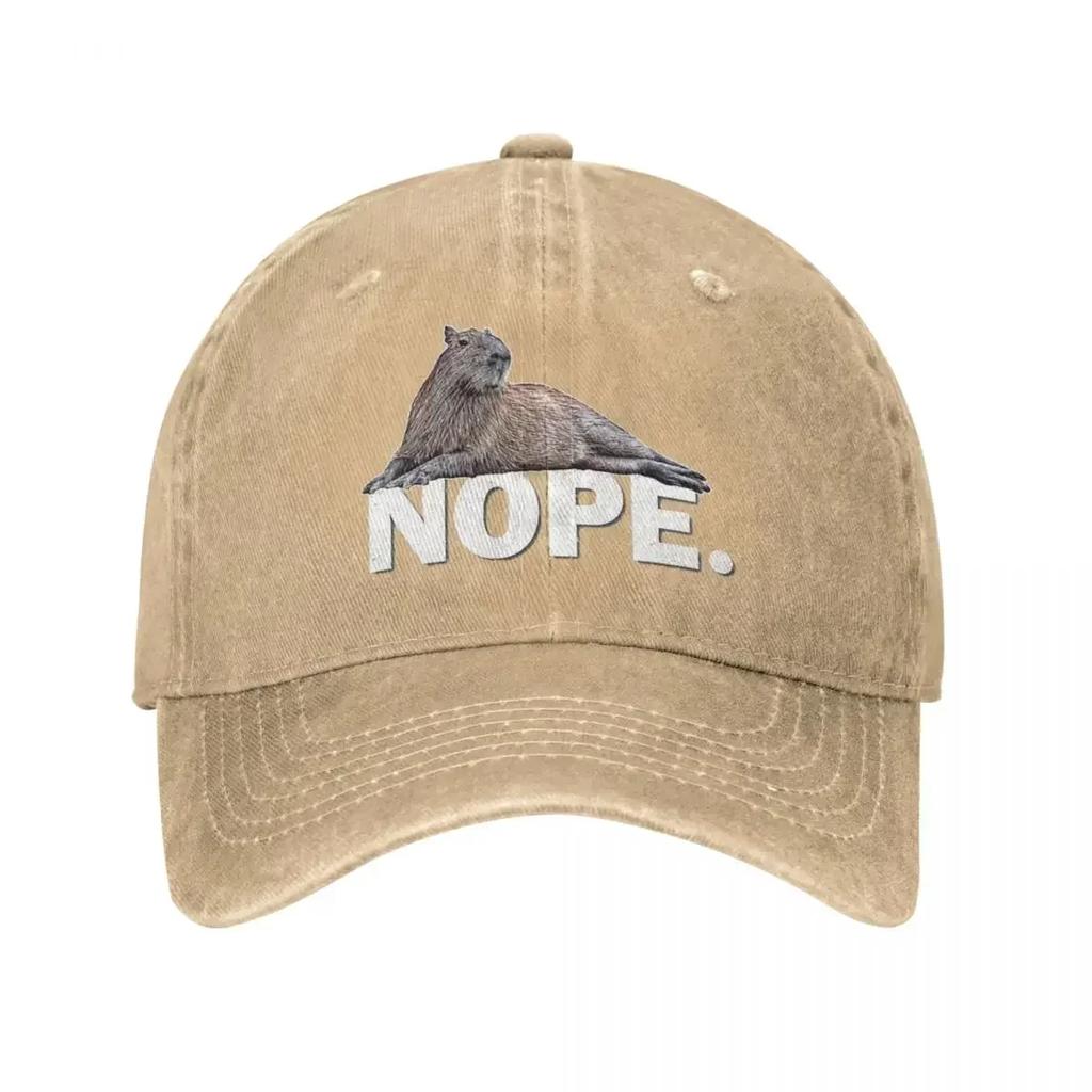 Capybaras Nope Men Women Baseball Caps Distressed Washed Hats Cap Vintage Outdoor Activities Headwear
