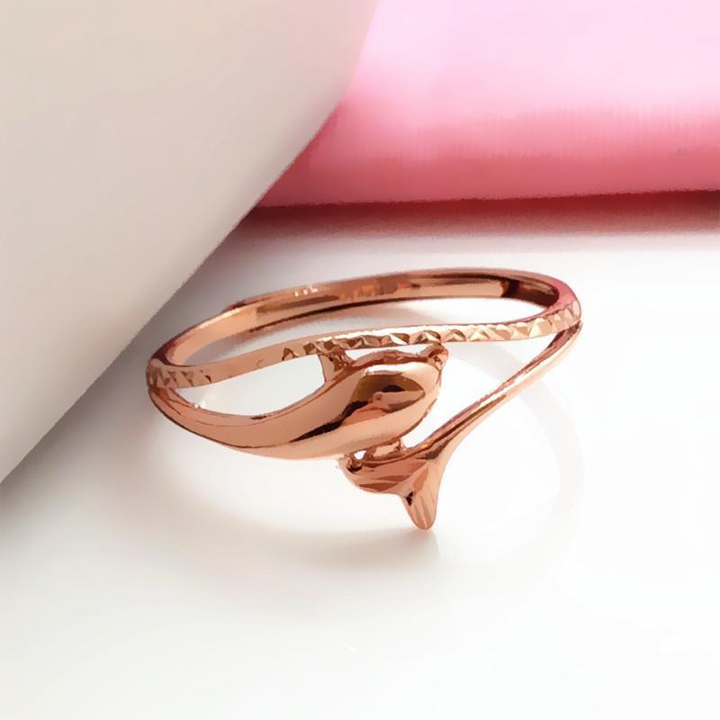New Design  Purple Gold Classic 14K Rose Gold Dolphin Wedding Rings For Couples Exquisite Women'S Light Luxury Jewelry