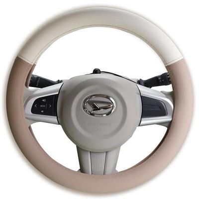 Care Star Steering Wheel Cover Bicolor Beige Cute Pastel Leather S Size Stylish Lapin Move Canvas Hustler Tanto Spacia NBOX Soft Grip Light Car