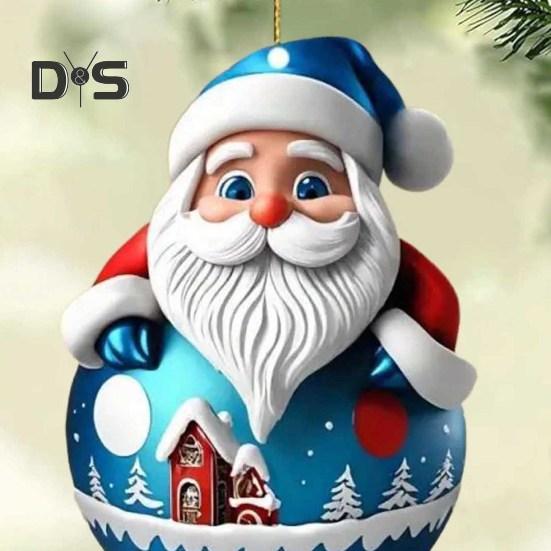 Roly-poly Santa Claus přívěsek 2D akrylová závěsná ozdoba vánoční stromeček kreslená Santa dekorace na krbovou římsu auto batoh