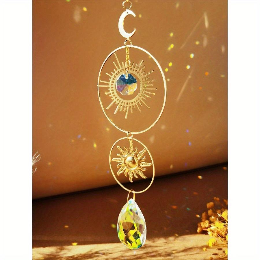 

1 шт. Кристальный ловец солнца, красочный подвесной ловец солнца с цепочкой, подвеска-орнамент, хрустальные шары, создатель радуги для окна, дома, сада, офиса золотой