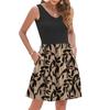 Women's Summer Fashion Casual V-neck Pleated Patchwork Vintage Floral Print Sleeveless Pocket Vest Dress