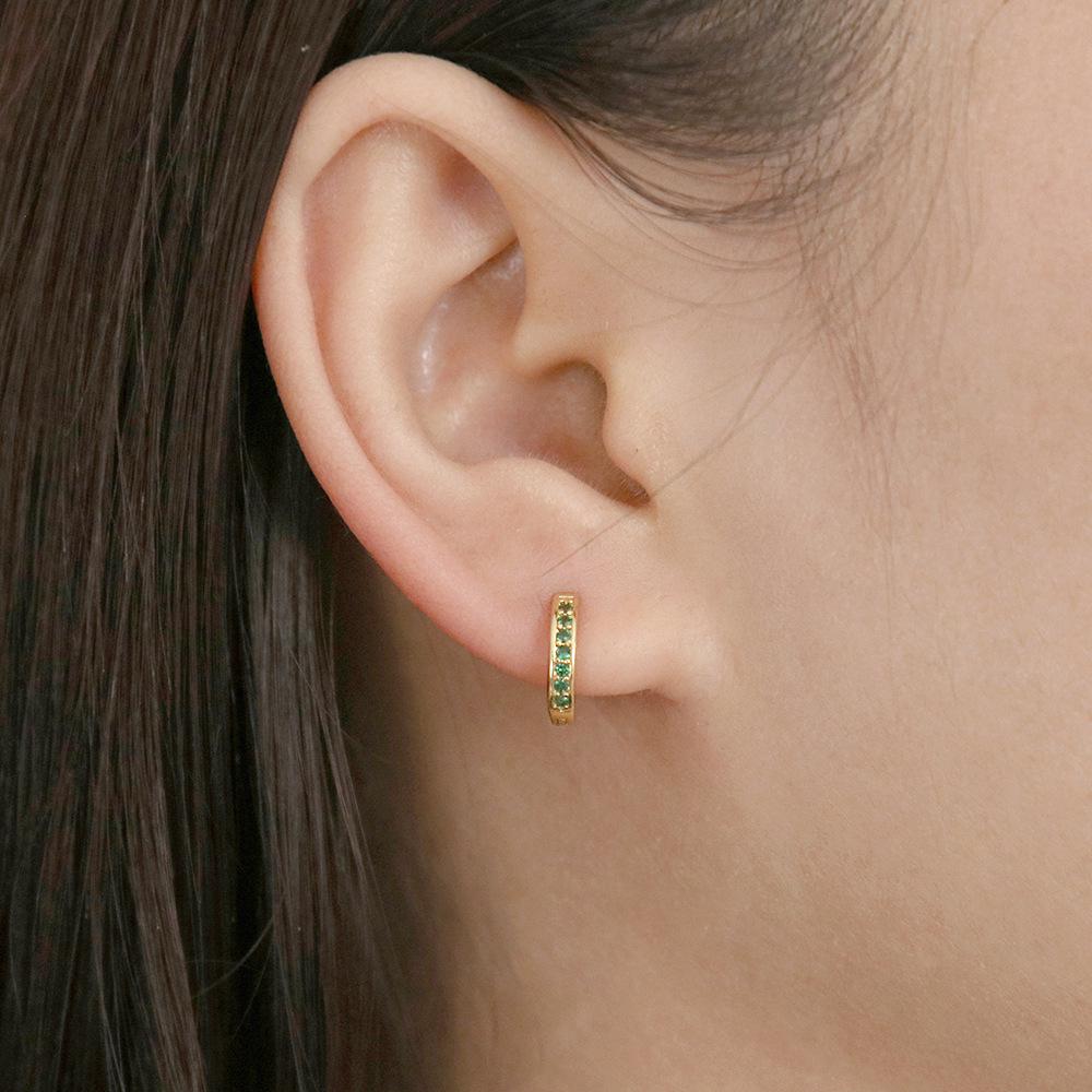18K Gold Plated Copper Circle Earrings with Micro-set Colored Zircon