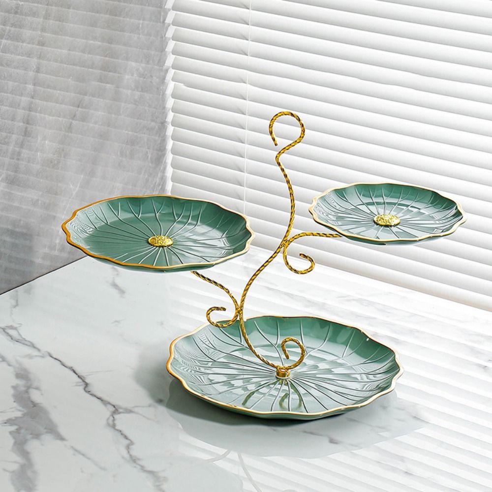 Kakefat med stor kapasitet, grenformet, stabilt, trelags fruktfat, 3-etasjers serveringsbrett, kjøkken