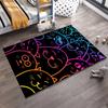Colorful Neon Cats Pattern on Black Background Carpet1Cute Cartoon Cat Faces Design Suitable for use as an anti-slip1 for1room and bedroom sofas