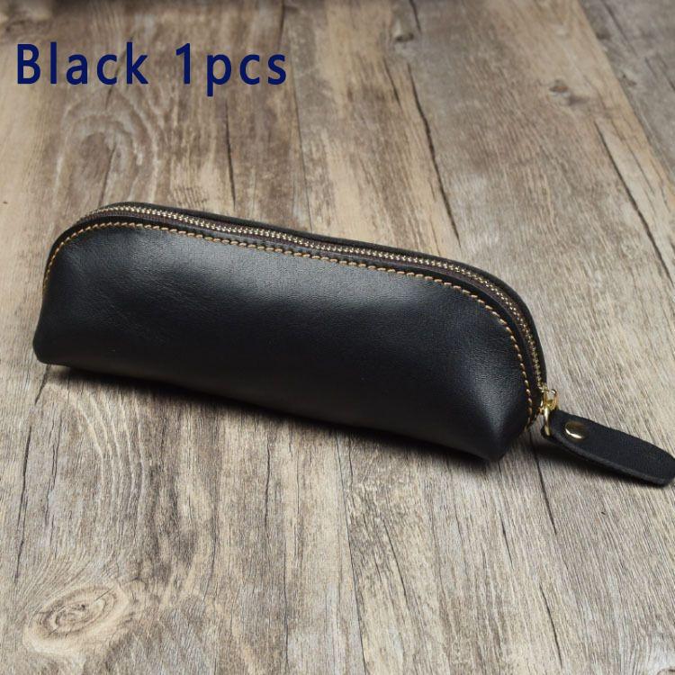1 pcsMinimalist Stationery Pouch, Vintage Leather Pencil Case, Zipper Pencil Case, School Supplies