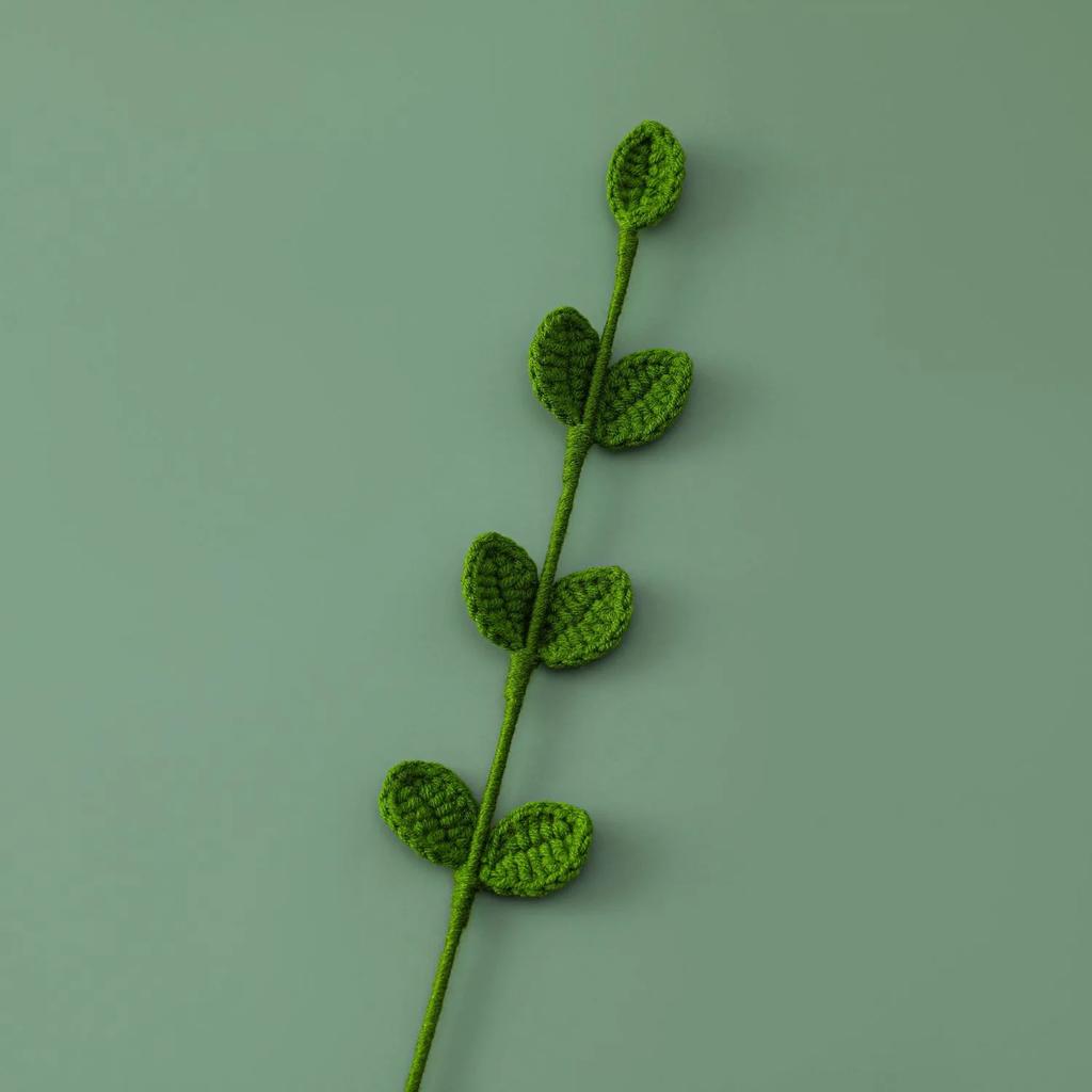 1pc Crochet Leaves Knitted Eucalyptus Leaves Handmade Knitting Plant Artificial Plant for Flower Vase Home Decor