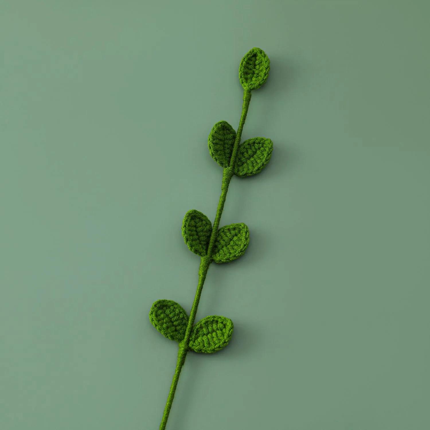 

1pc Crochet Leaves Knitted Eucalyptus Leaves Handmade Knitting Plant Artificial Plant for Flower Vase Home Decor
