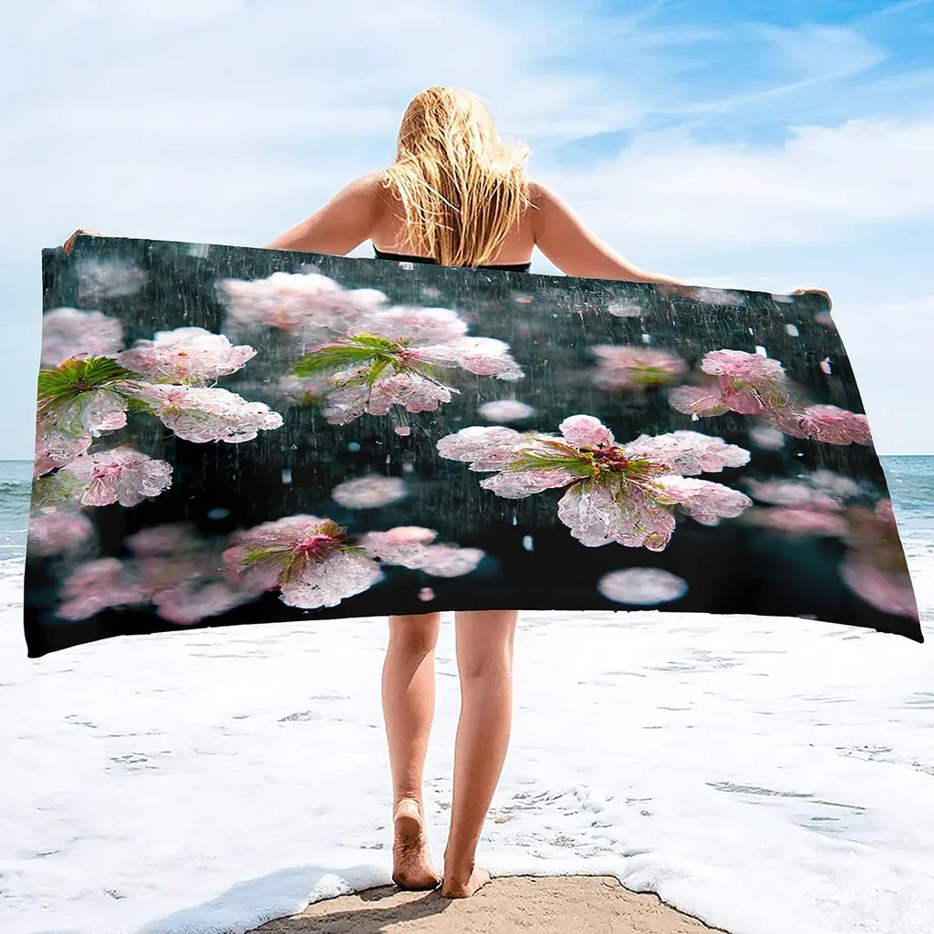 Pink Cherry Blossoms Branch Floral Pattern Soft Highly Absorbent Large Beach Towels Quick Dry Absorbent Bath Towels Blanket