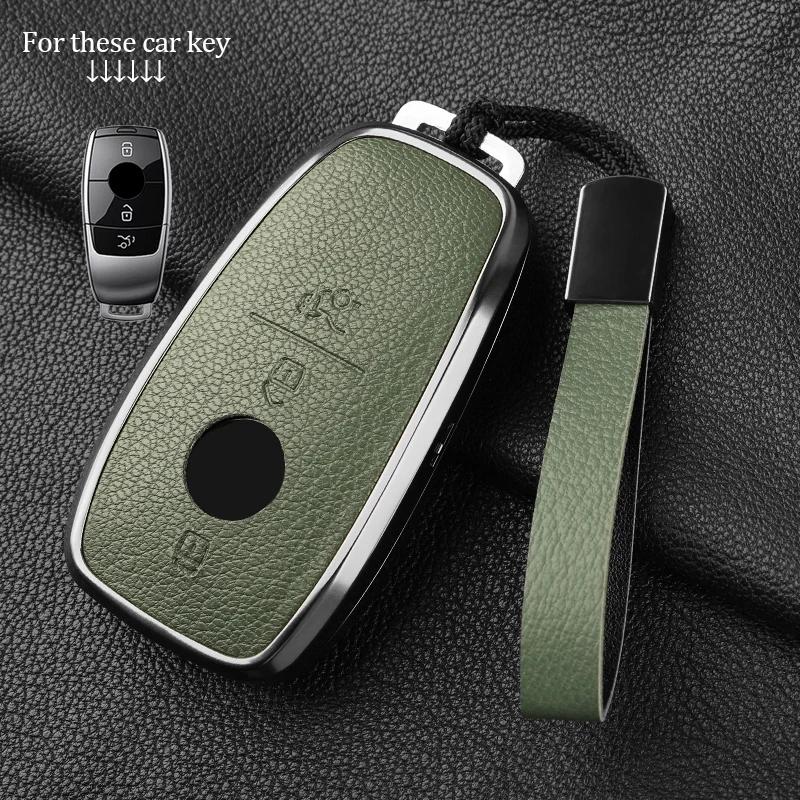 Metal And Leather Car Key Case Cover For Mercedes Benz W176 W177 W205 W206 W212 W213 W222 W223 W167 463 X166 A C E S G Cls Class